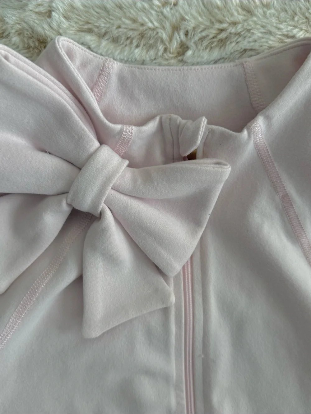 kate spade Pale Pink Bow-Accent Zip Beyond Yoga Jacket